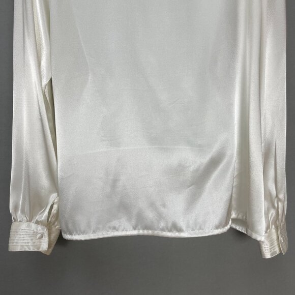 Vintage Blouse Lace Collar Victorian Cream White Long Sleeve Button-Up Coquette - Picture 7 of 13